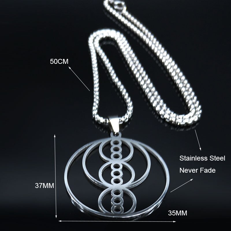 2022 YOGA Reiki Healing Balancing Buddha Stainless Steel Necklace Women Silver Color Statement Necklace Jewerly joyeria N3032S02