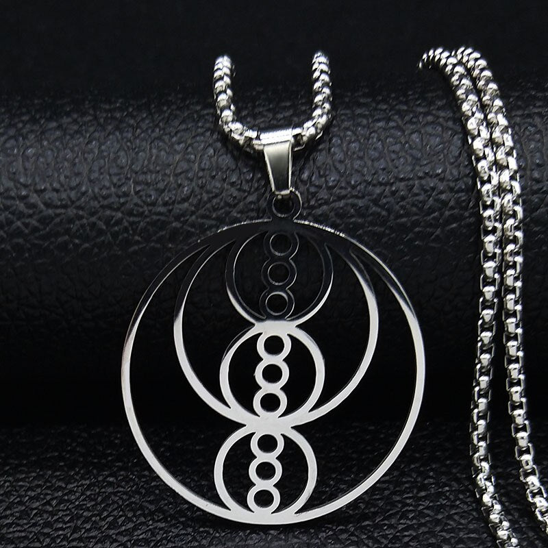 2022 YOGA Reiki Healing Balancing Buddha Stainless Steel Necklace Women Silver Color Statement Necklace Jewerly joyeria N3032S02