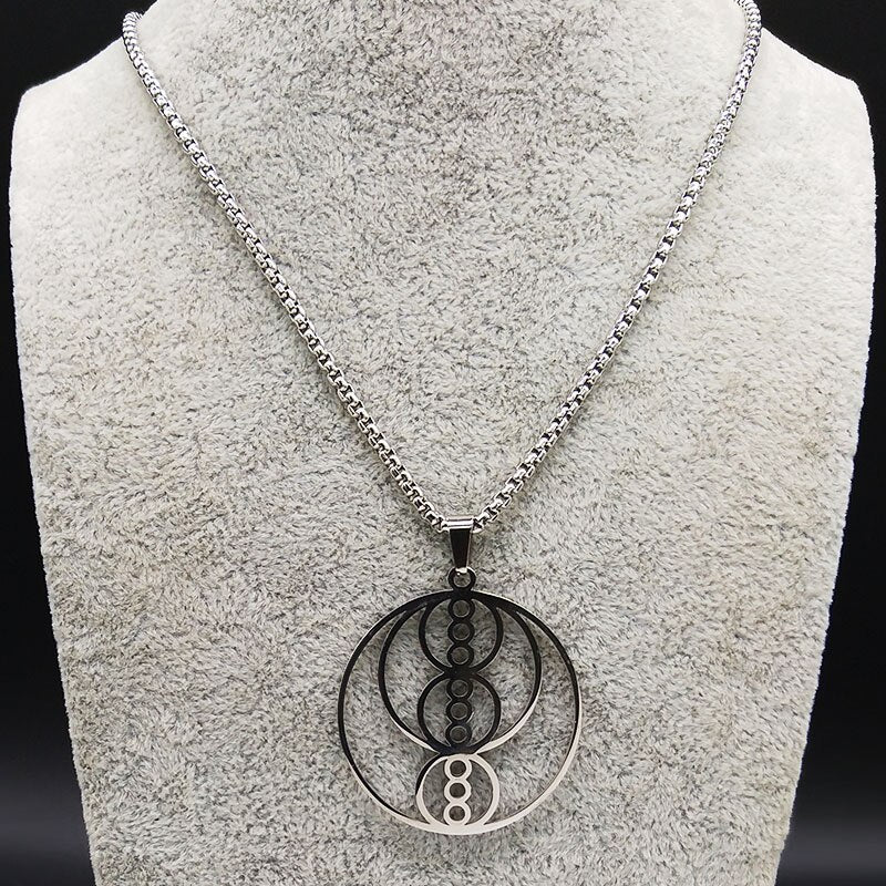 2022 YOGA Reiki Healing Balancing Buddha Stainless Steel Necklace Women Silver Color Statement Necklace Jewerly joyeria N3032S02