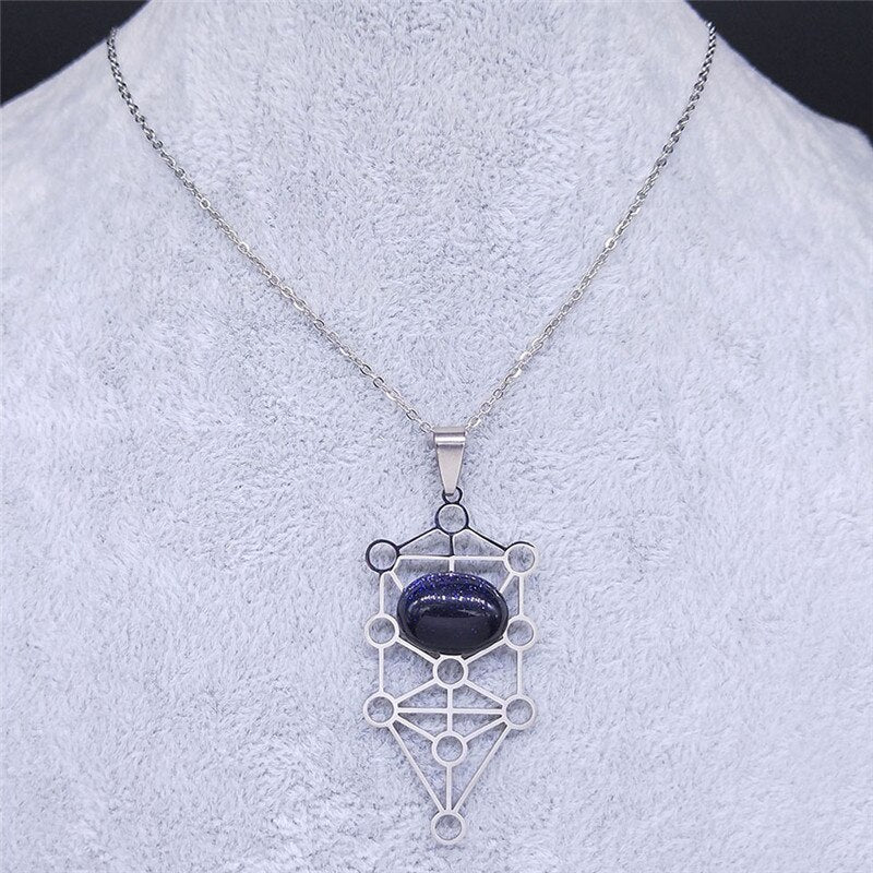 2022 Yoga Seven Chakra Natural Stones Stainless Steel Necklace Silver Color Chain Necklace Men/Women Jewelry collier femme NXS05