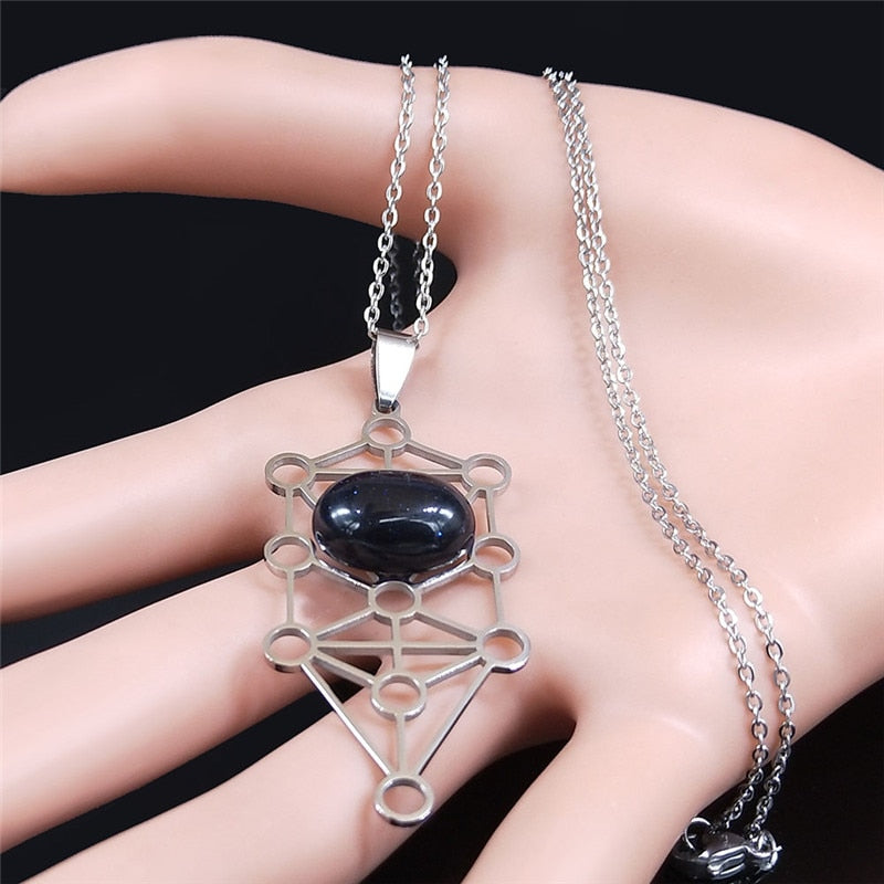 2022 Yoga Seven Chakra Natural Stones Stainless Steel Necklace Silver Color Chain Necklace Men/Women Jewelry collier femme NXS05