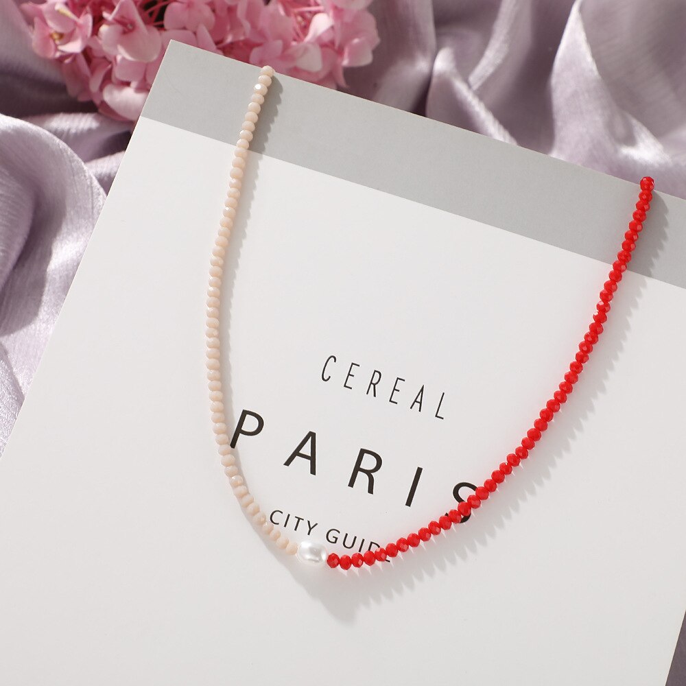 2021 cute Woman Necklace gold Jeweler gothic Round Pearl Gold Color Bead Short Neck Clavicle Necklace korean collar