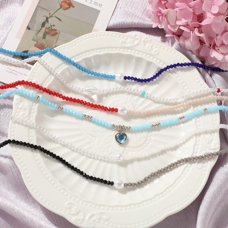 2021 cute Woman Necklace gold Jeweler gothic Round Pearl Gold Color Bead Short Neck Clavicle Necklace korean collar