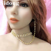 2021 creative shining Rhinestone Necklace Earrings  multi row Necklace women accessories jewelry gift