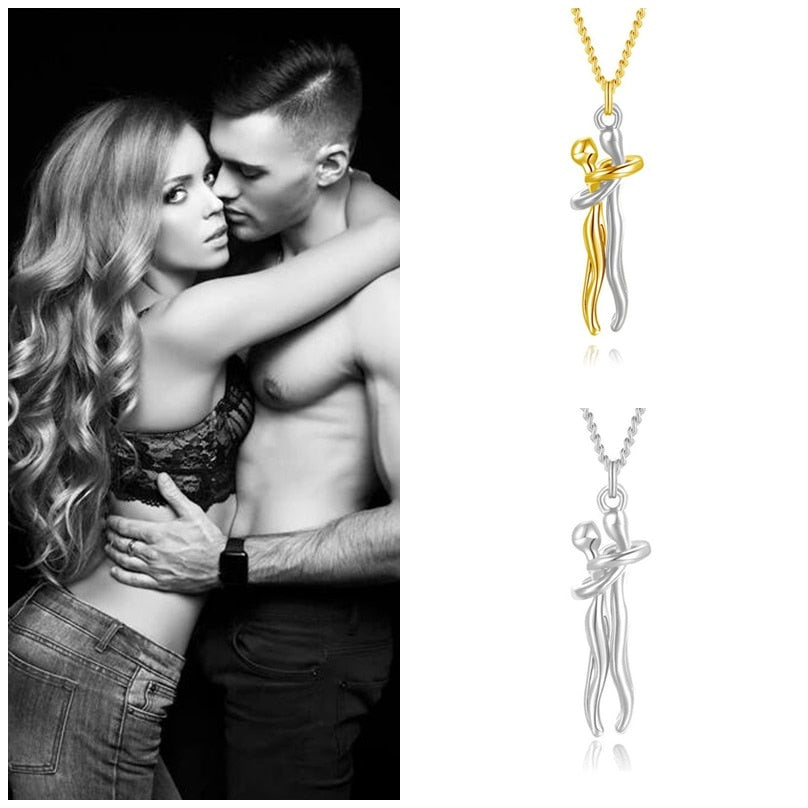 2021 ins Hug Necklace Valentine's Day Couples Anniversary Gift Punk Cool Pendant Necklace for women men