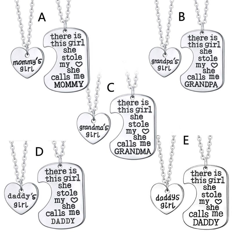 2021 2Pcs Father Daughter Gift These Girls Stole My Heart They Call Me Daddy Keychain Set Heart Puzzle Daughter Dad Necklace
