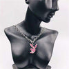 2021 European and American ladies party alloy inlaid Hao stone rabbit clavicle chain design trend style necklace