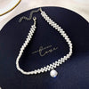 2021 Japanese and Korean ladies party alloy pearl clavicle necklace design trend style clavicle necklace