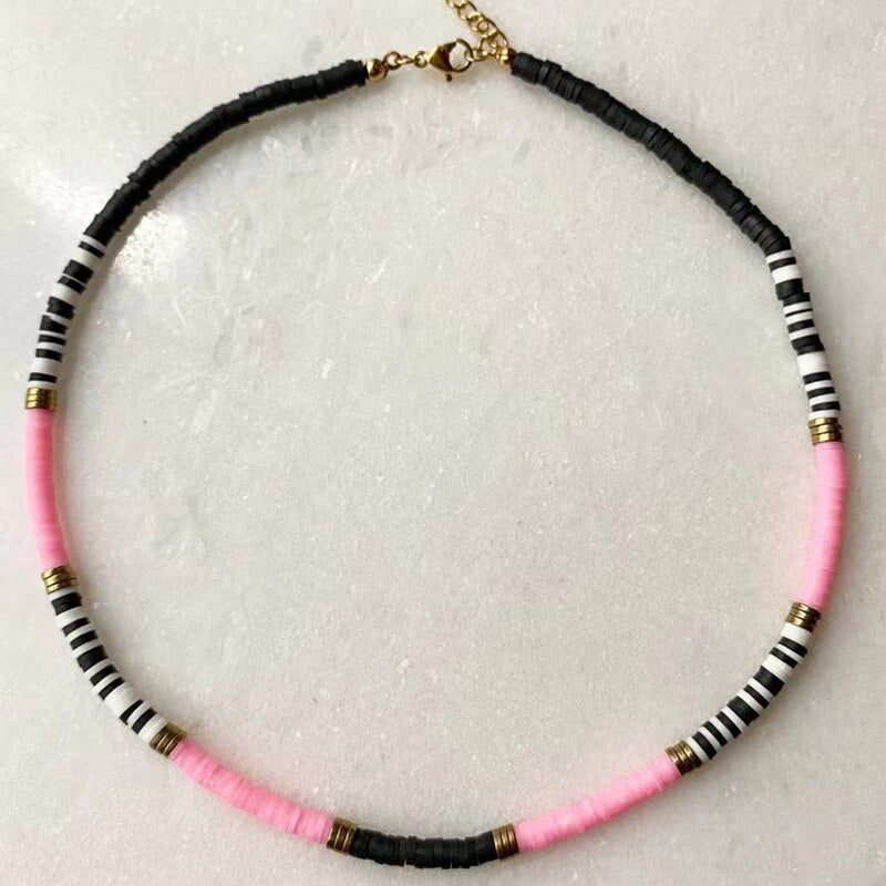 2021 trend religious retro style short choker lady's charm necklace multicolor soft ceramic exquisite accessories