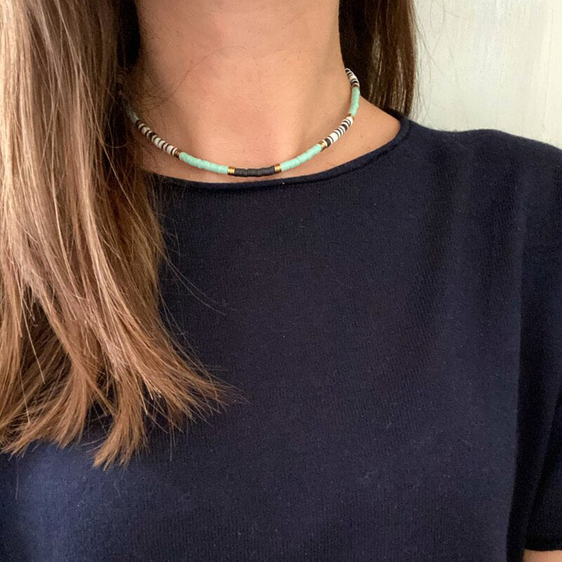 2021 trend religious retro style short choker lady's charm necklace multicolor soft ceramic exquisite accessories