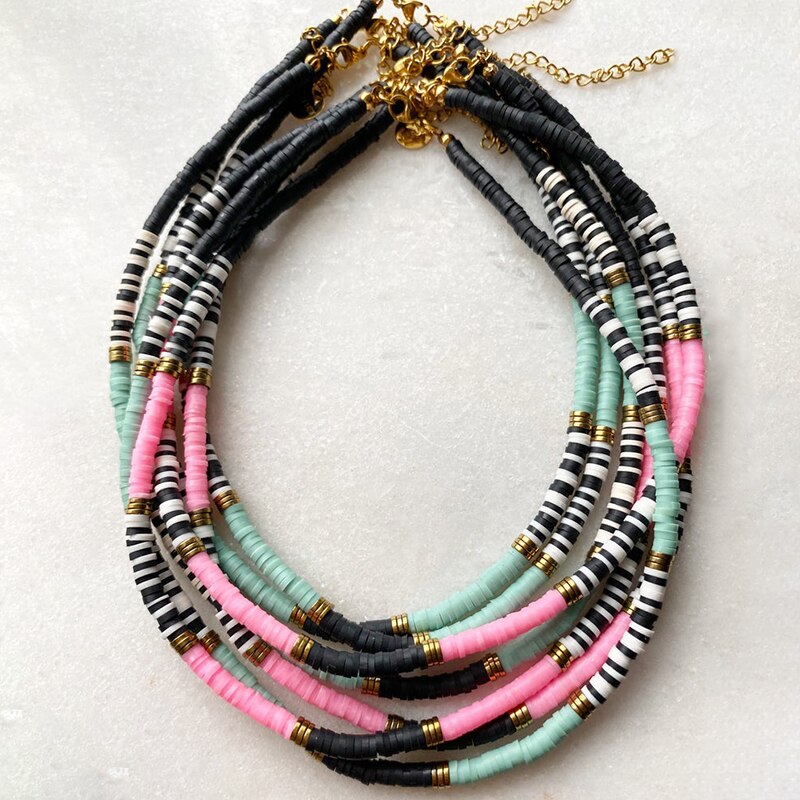 2021 trend religious retro style short choker lady's charm necklace multicolor soft ceramic exquisite accessories