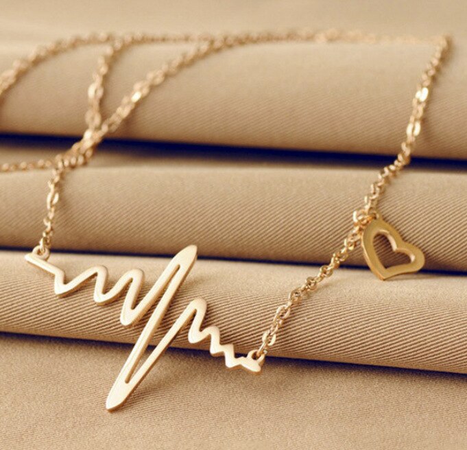 2021 simple and able ECG necklace titanium steel rose gold necklace trend necklace the  gift for girlfriend