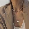 2021 Vintage Irregular Pearl Jewelry Gold Plated Chunky Link Chain Layered Necklaces for Women Ladies Pearl Necklace