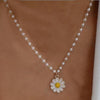 2021Trend Elegant Jewelry White Imitation Pearl Chain Oil Flower Pendant Necklace Unquie Women Necklace  чокер