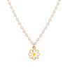 2021Trend Elegant Jewelry White Imitation Pearl Chain Oil Flower Pendant Necklace Unquie Women Necklace  чокер