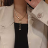 2021Pearl Chain Stitching round Necklace Ins Advanced Light  Clavicle Chain Internet Celebrity OT Buckle Necklace
