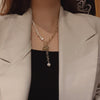 2021Pearl Chain Stitching round Necklace Ins Advanced Light  Clavicle Chain Internet Celebrity OT Buckle Necklace
