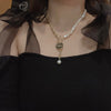 2021Pearl Chain Stitching round Necklace Ins Advanced Light  Clavicle Chain Internet Celebrity OT Buckle Necklace