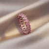 2022 Classic Pink Crystal Geometry Peach Heart Silvery Rings For Woman Wedding Girl's  Set With Korean Jewelry
