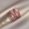 2022 Classic Pink Crystal Geometry Peach Heart Silvery Rings For Woman Wedding Girl's  Set With Korean Jewelry