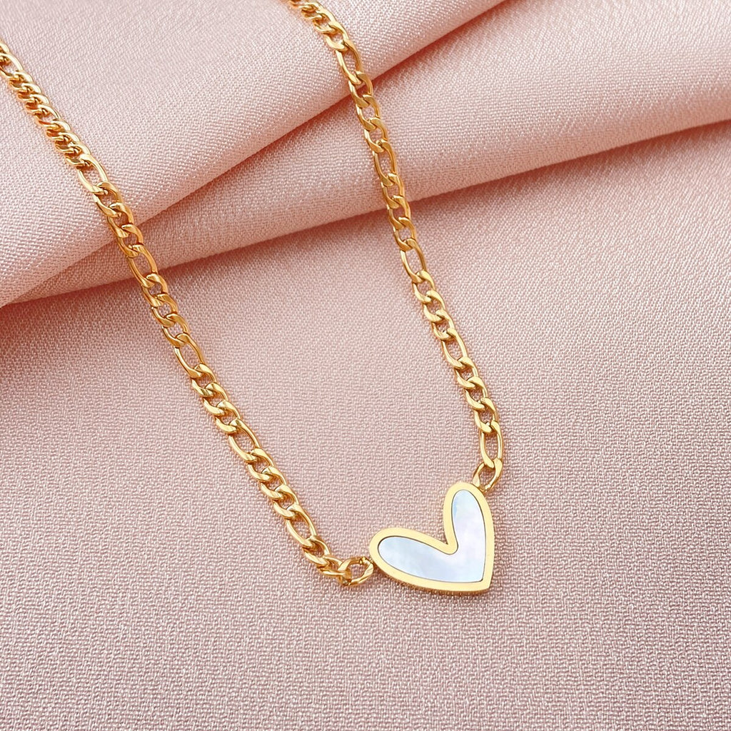 2022 Classic Shell Heart Pendant Gold Color Stainless steel Necklace Lovely Girls' Jewelry Accessories Women's Necklace