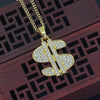 2022 Dollar Sign Pendant Necklace Men's Women's Necklace Metal Bohemian Crystal Inlaid Pendant Accessories Party Jewelry