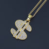 2022 Dollar Sign Pendant Necklace Men's Women's Necklace Metal Bohemian Crystal Inlaid Pendant Accessories Party Jewelry