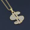 2022 Dollar Sign Pendant Necklace Men's Women's Necklace Metal Bohemian Crystal Inlaid Pendant Accessories Party Jewelry