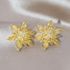 2022 Europe America Jewelry  Pink Zircon Snowflake Flower Earrings Elegant Women Wedding Party Accessories