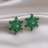 2022 Europe America Jewelry  Pink Zircon Snowflake Flower Earrings Elegant Women Wedding Party Accessories