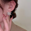 2022 Europe America Jewelry  Pink Zircon Snowflake Flower Earrings Elegant Women Wedding Party Accessories