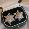 2022 Europe America Jewelry  Pink Zircon Snowflake Flower Earrings Elegant Women Wedding Party Accessories