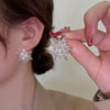 2022 Europe America Jewelry  Pink Zircon Snowflake Flower Earrings Elegant Women Wedding Party Accessories