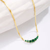 2022 Green Zircon Stainless Steel Necklace Crystal Pendant Necklace Snake Chain Choker Necklaces for Women Jewelry Gifts