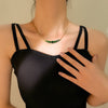 2022 Green Zircon Stainless Steel Necklace Crystal Pendant Necklace Snake Chain Choker Necklaces for Women Jewelry Gifts