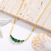 2022 Green Zircon Stainless Steel Necklace Crystal Pendant Necklace Snake Chain Choker Necklaces for Women Jewelry Gifts