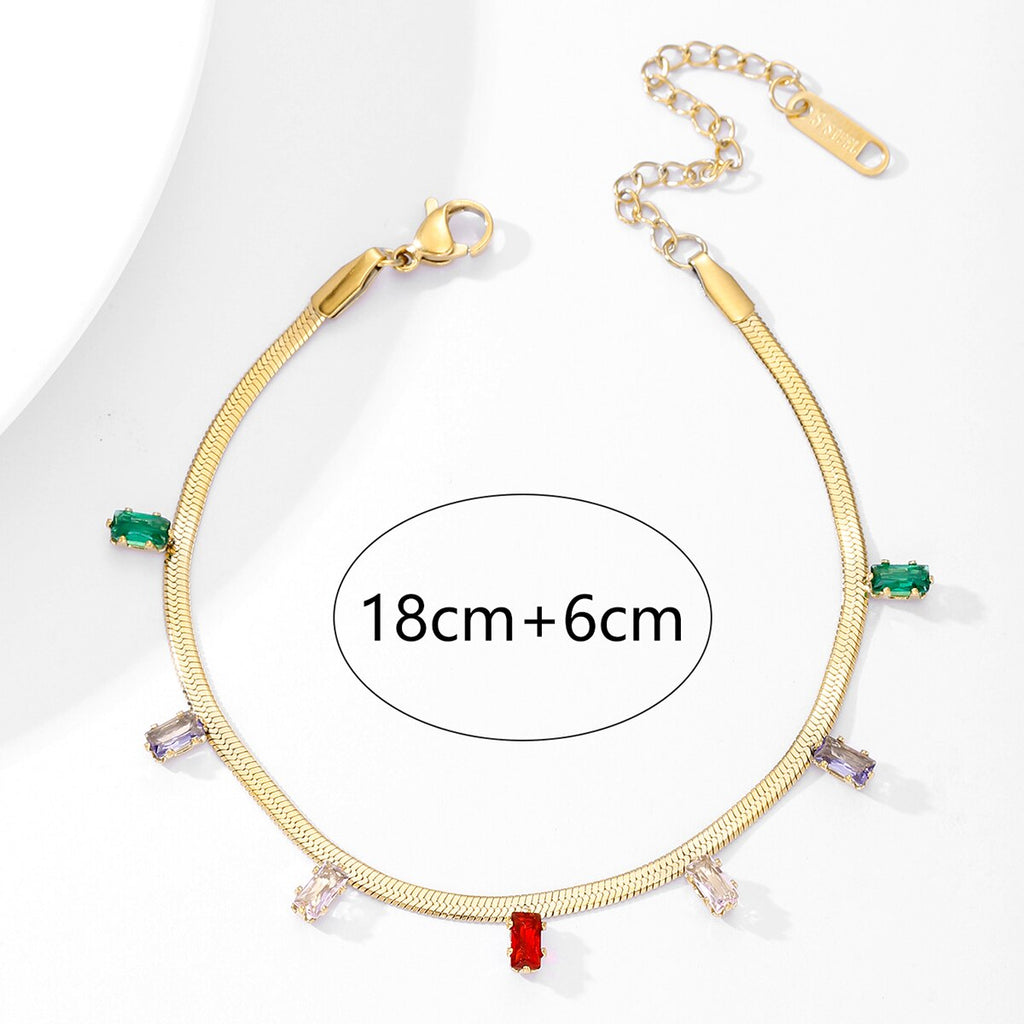 2022 Stainless Steel Necklace Colorful Zircon Crystal Pendant Necklace Snake Chain Choker Necklaces for Women Jewelry Gi