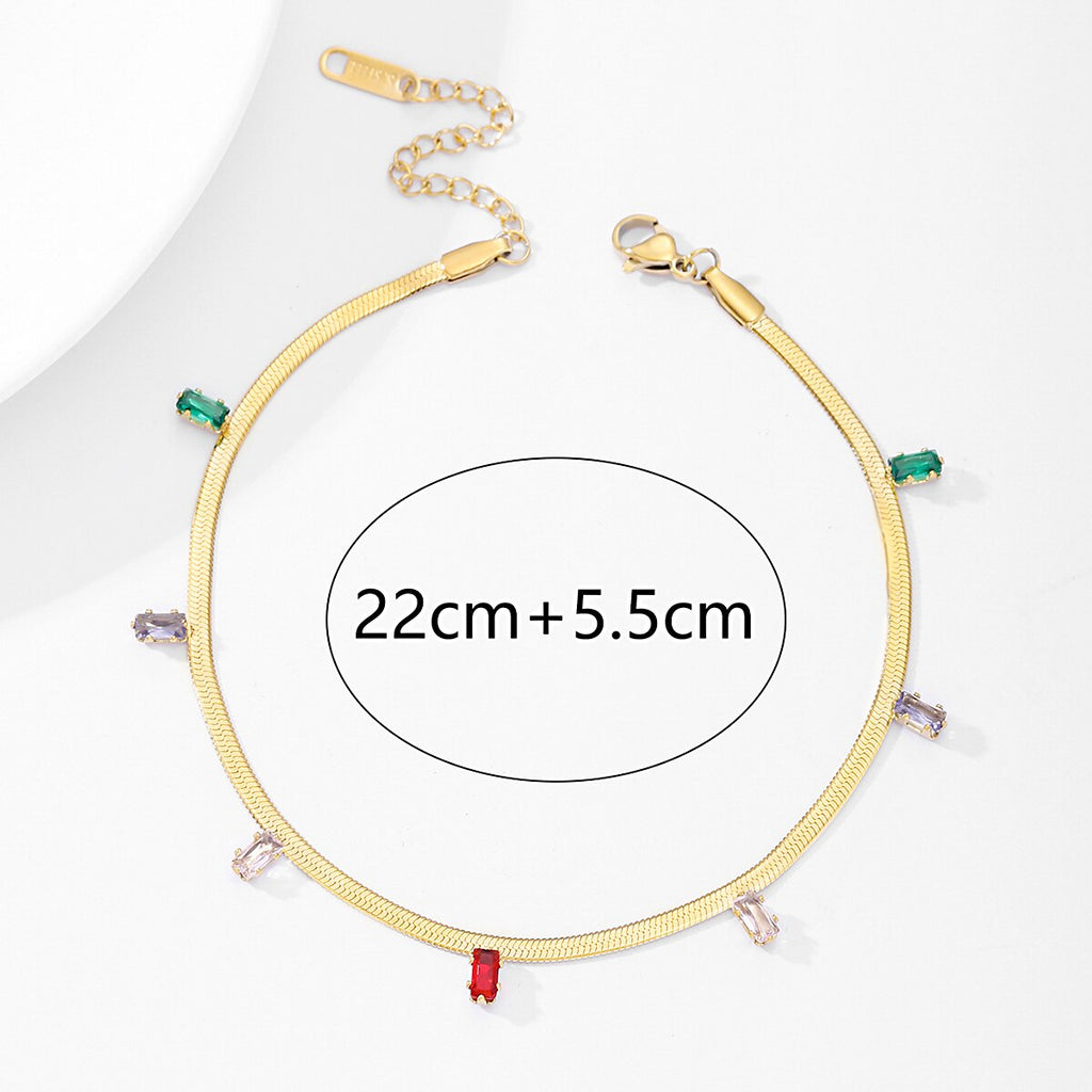 2022 Stainless Steel Necklace Colorful Zircon Crystal Pendant Necklace Snake Chain Choker Necklaces for Women Jewelry Gi