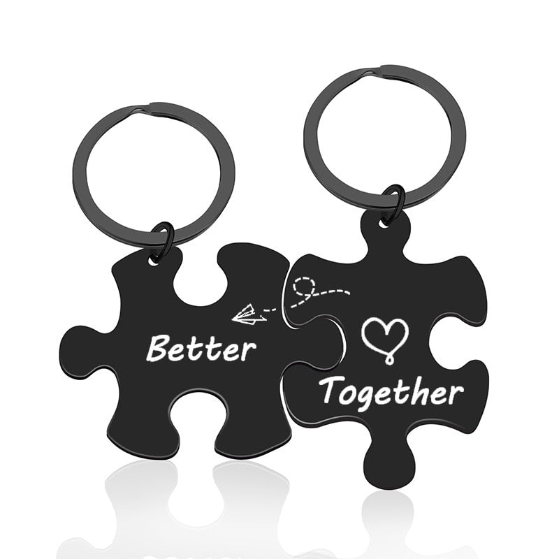 2022 Stainless Steel Puzzle Necklace "better Together" Couple Key Chain Silver Pendant Geometry Jewelry