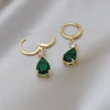 2022 Korea Design Jewelry  Green Crystal Water Drop Pendant Earrings Elegant Women Wedding Party Accessories