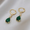 2022 Korea Design Jewelry  Green Crystal Water Drop Pendant Earrings Elegant Women Wedding Party Accessories
