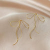 2023 Korean Sense Line Bow Earrings for Women Girls Metal Light  Simple Butterfly Drop Earrings Aesthetic Jewelry