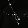 Bling 925 Silver Sterling Tassel Star Moon Necklace For Women Clavicle Chain Woman Jewelry Birthday Gift Accessories