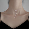 Bling 925 Silver Sterling Tassel Star Moon Necklace For Women Clavicle Chain Woman Jewelry Birthday Gift Accessories