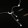 Bling 925 Silver Sterling Tassel Star Moon Necklace For Women Clavicle Chain Woman Jewelry Birthday Gift Accessories