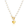 2022 18K Vintage Wedding Pearl Choker Heart Necklace For Women Geometric Heart Pendant Necklaces Jewelry collier de perles