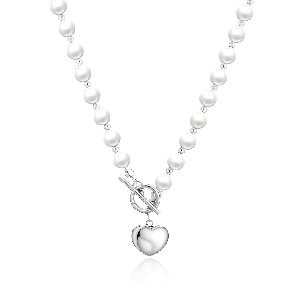2022 18K Vintage Wedding Pearl Choker Heart Necklace For Women Geometric Heart Pendant Necklaces Jewelry collier de perles