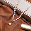 2022 18K Vintage Wedding Pearl Choker Heart Necklace For Women Geometric Heart Pendant Necklaces Jewelry collier de perles