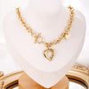 2022 18K Vintage Wedding Pearl Choker Heart Necklace For Women Geometric Heart Pendant Necklaces Jewelry collier de perles