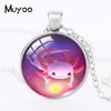 2022 Cute Axolotl Pendant Necklace Animal Round Photo Necklaces Glass Dome Jewelry Gifts